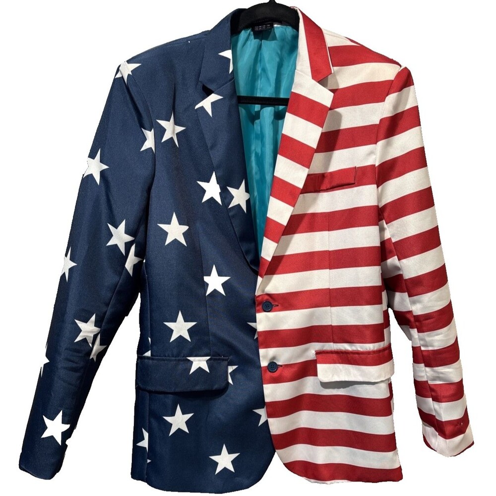 America 250 Suitmeister by Opposuits Red White Blue Flag Suit Jacket M 38-40